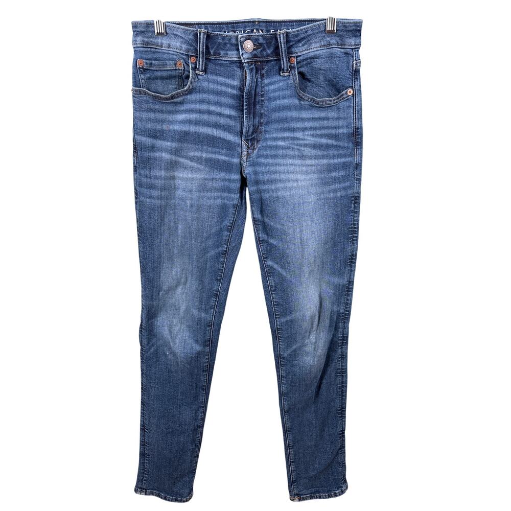 American Eagle Denim Pants Jeans Men's Size 30x34 Blue‎ Airflex+ Slim Whiskers